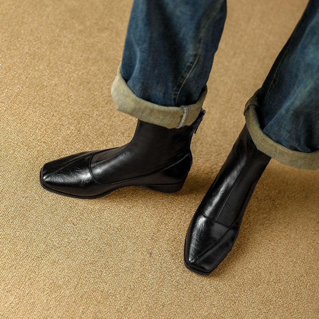 美拉德瘦瘦靴子时尚百搭后拉链马丁靴