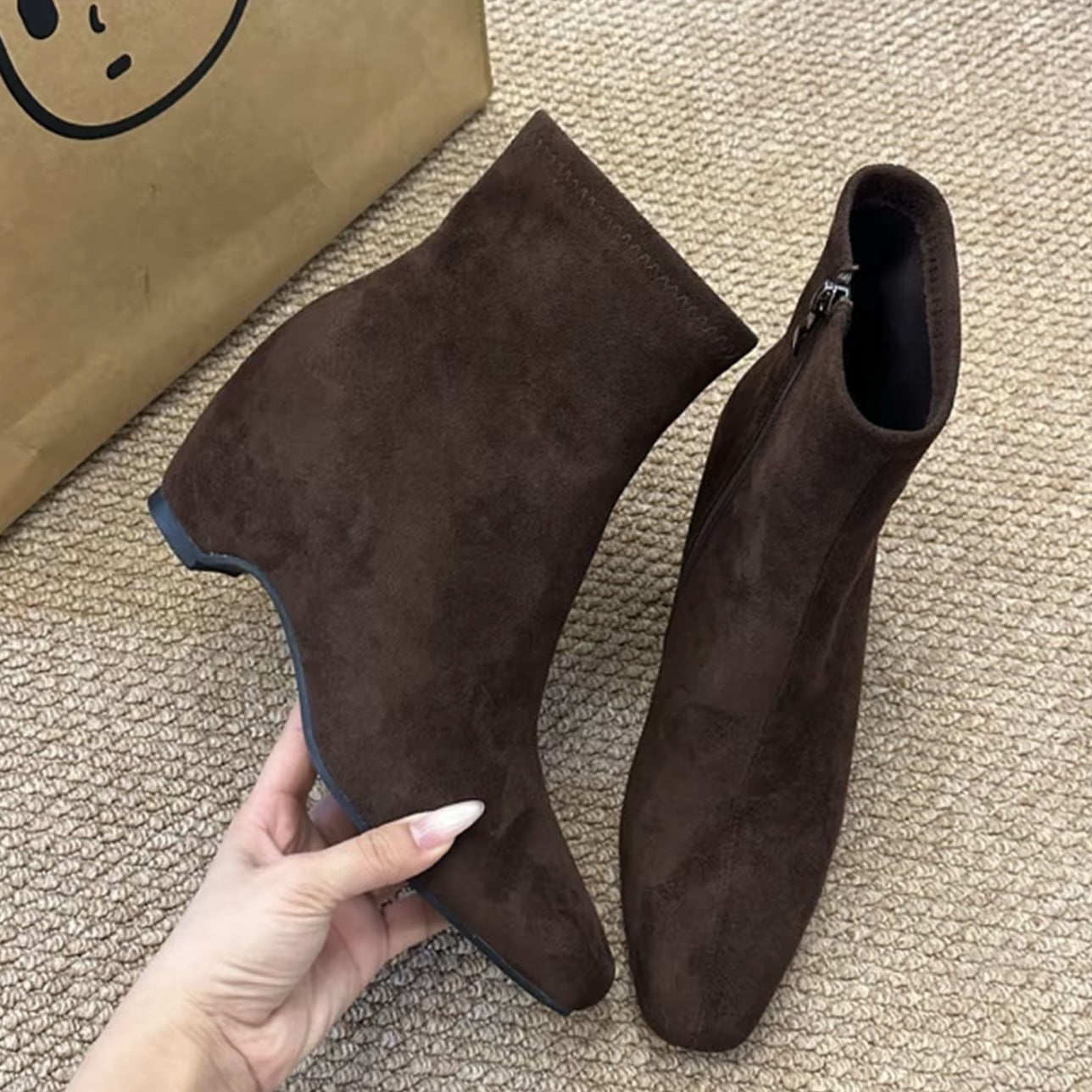 通勤百搭超软秋冬法式短筒瘦瘦小裸靴