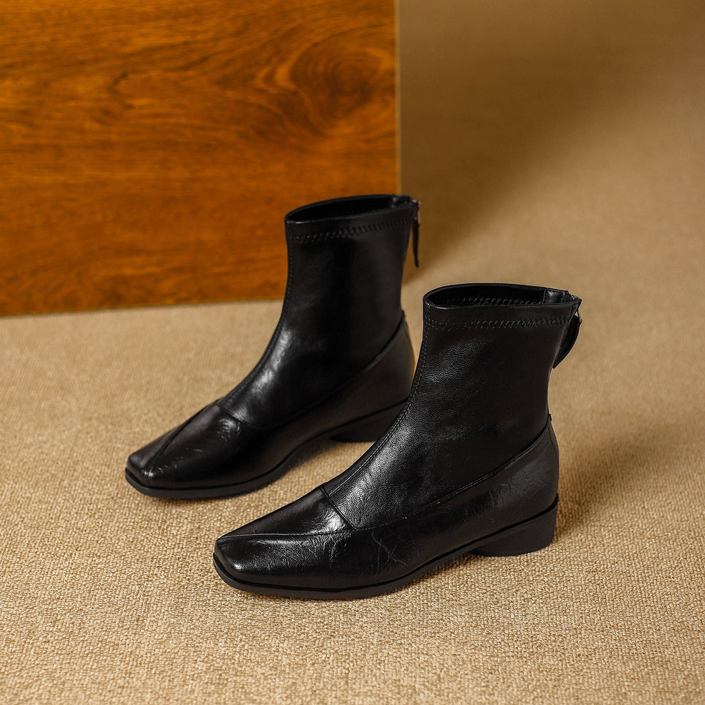 美拉德瘦瘦靴子时尚百搭后拉链马丁靴