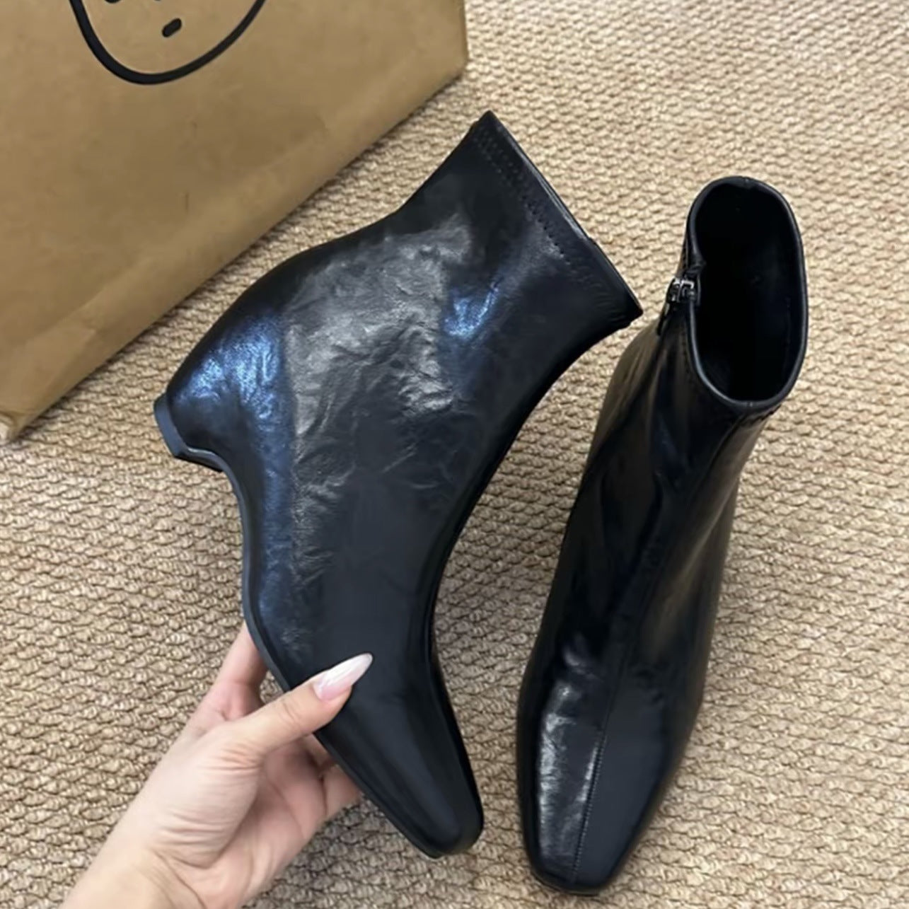 通勤百搭超软秋冬法式短筒瘦瘦小裸靴