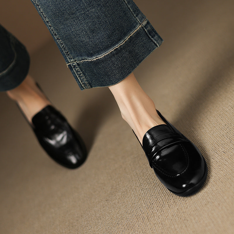 [M113] 아델(Adèle) 프리미엄 리얼레더 3cm 페니 로퍼 - 블랙
