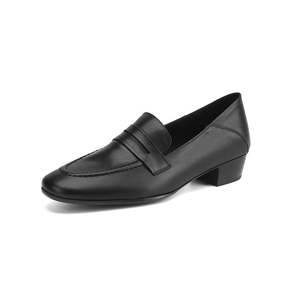 [M117] 알로라(Alora)  여성용 가죽 로퍼 3cm 힐 미니멀리스트 스타일 편안한 디자인 데일리 슈즈 - 검정
