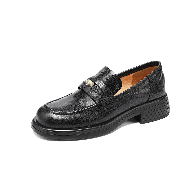 [M118] 아멜리(Amélie) 두툼굽 메탈장식 로퍼 - 4cm 블랙