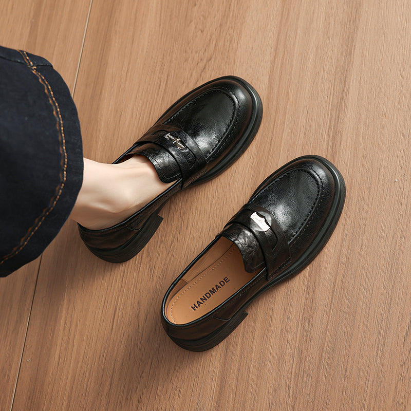 [M118] 아멜리(Amélie) 두툼굽 메탈장식 로퍼 - 4cm 블랙