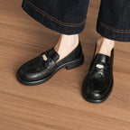 [M118] 아멜리(Amélie) 두툼굽 메탈장식 로퍼 - 4cm 블랙