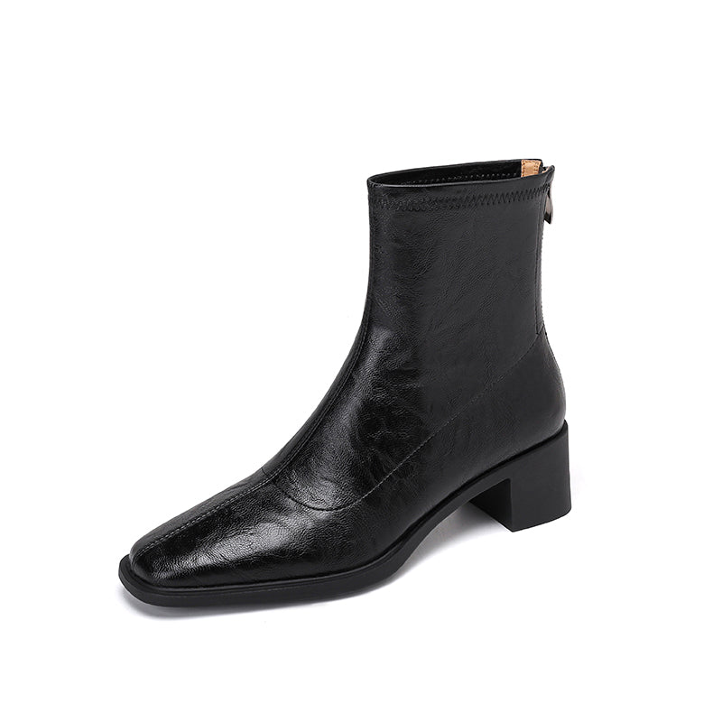 [Moloershow] 아리아 빈티지 스판 데일리 앵클부츠 - 블랙 (4.5cm)