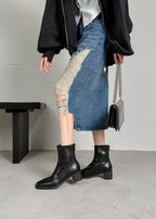 [Moloershow] 아리아 빈티지 스판 데일리 앵클부츠 - 블랙 (4.5cm)