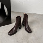 [Moloershow] 아리아 빈티지 가죽 스판 부츠 - 브라운 (4.5cm)