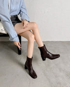 [Moloershow] 아리아 빈티지 무드 스판 삭스부츠 - 브라운 (6.5cm)