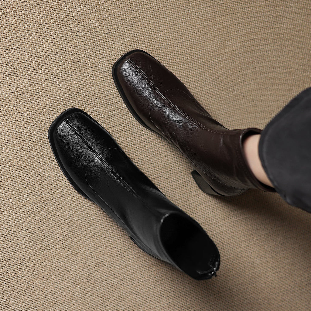 [Moloershow] 벨라 스퀘어토 스판 5cm 슬림핏 앵클부츠 (기본/기모)