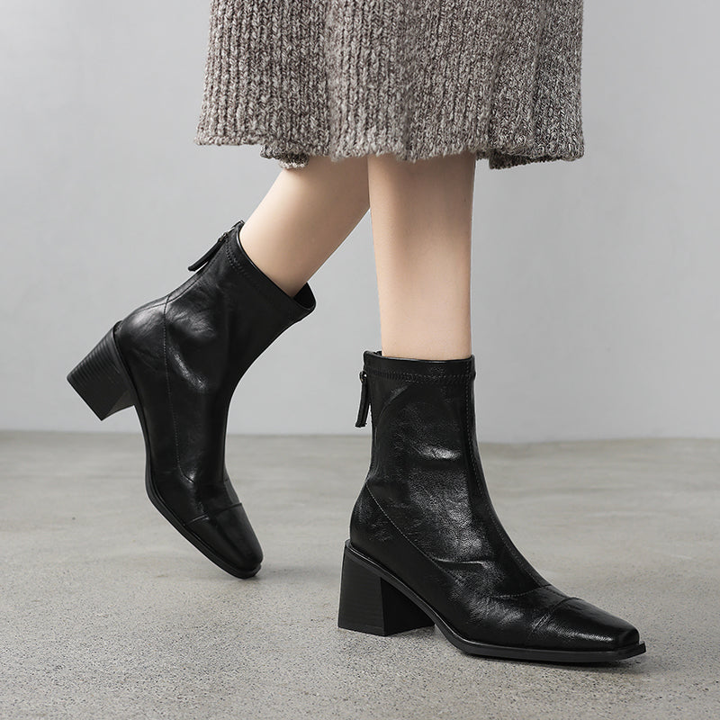 [Moloershow] 비앙카 포인티드토 스판 6.5cm 앵클부츠 (기본/기모)