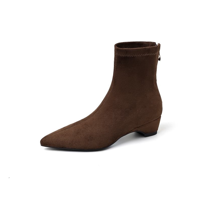 [Moloershow] 카미유 스웨이드 포인티드토 스판 4cm 앵클부츠 (34-42빅사이즈)