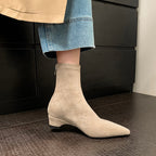 [Moloershow] 카미유 스웨이드 포인티드토 스판 4cm 앵클부츠 (34-42빅사이즈)