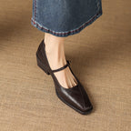 [M115] 디아나(Diana) 스퀘어 메리제인 펌프스 - 브라운 (5.5cm)