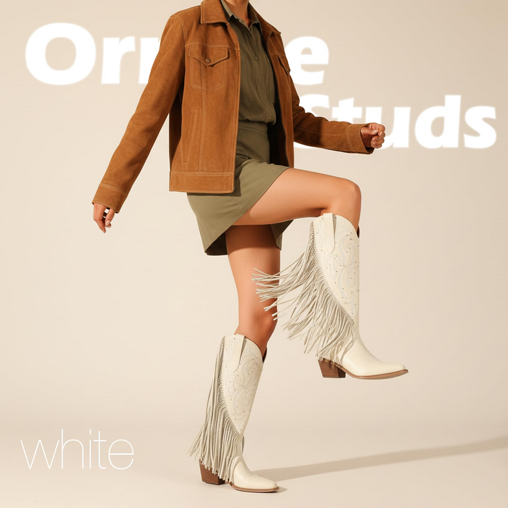 The Dolly Studded Fringe Western Boot