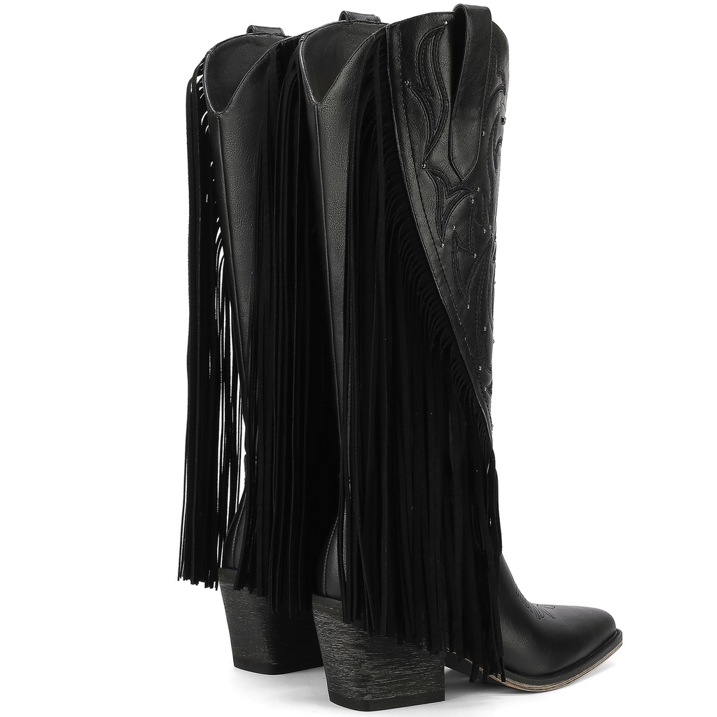 The Dolly Studded Fringe Western Boot
