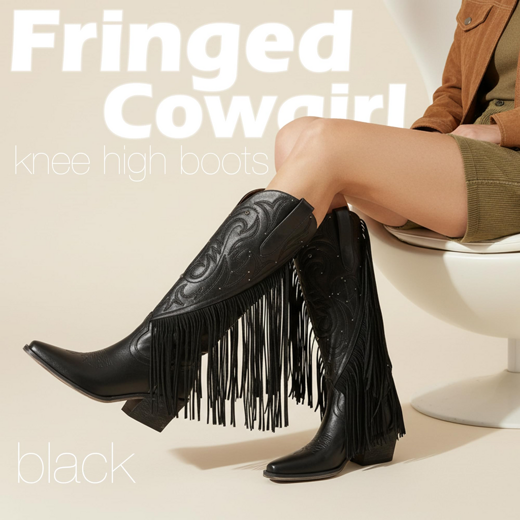 The Dolly Studded Fringe Western Boot