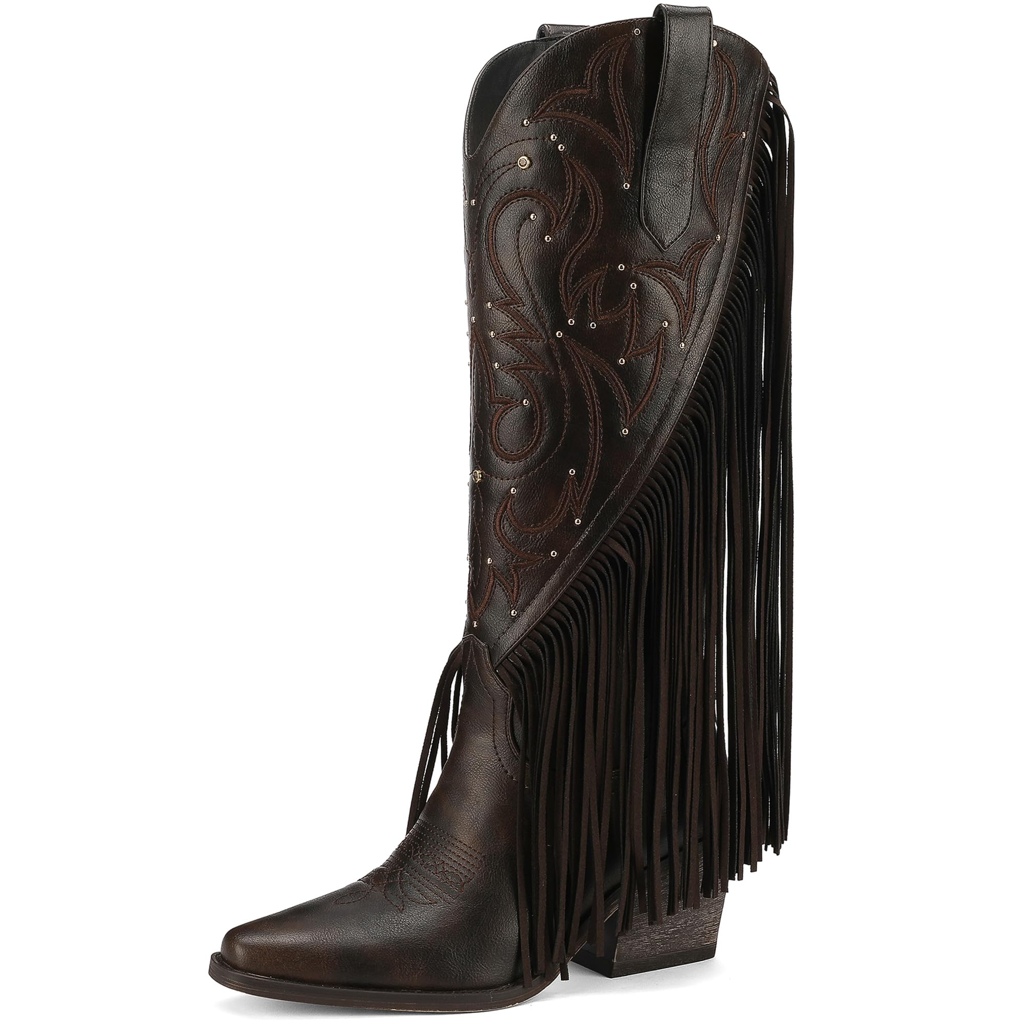The Dolly Studded Fringe Western Boot