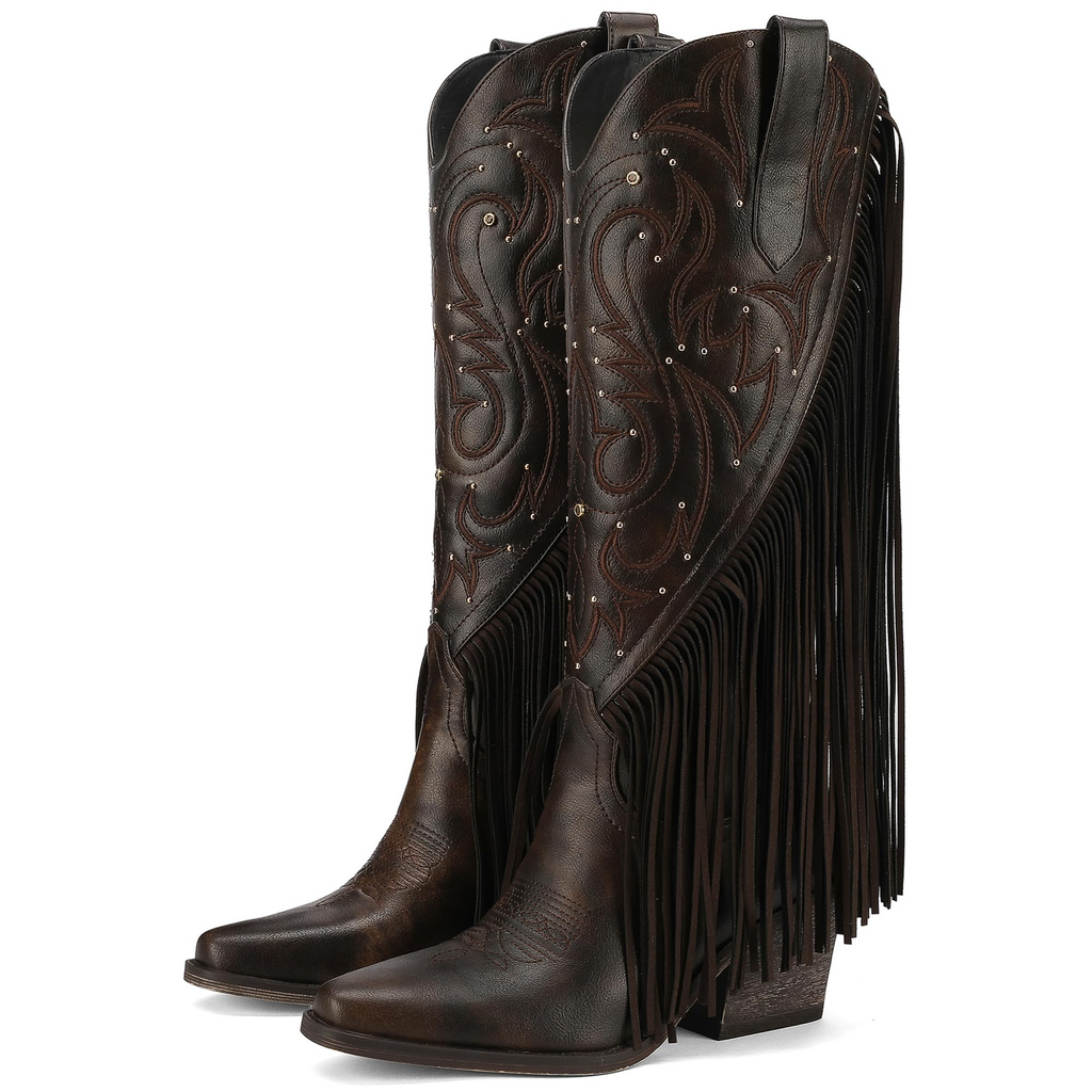 The Dolly Studded Fringe Western Boot