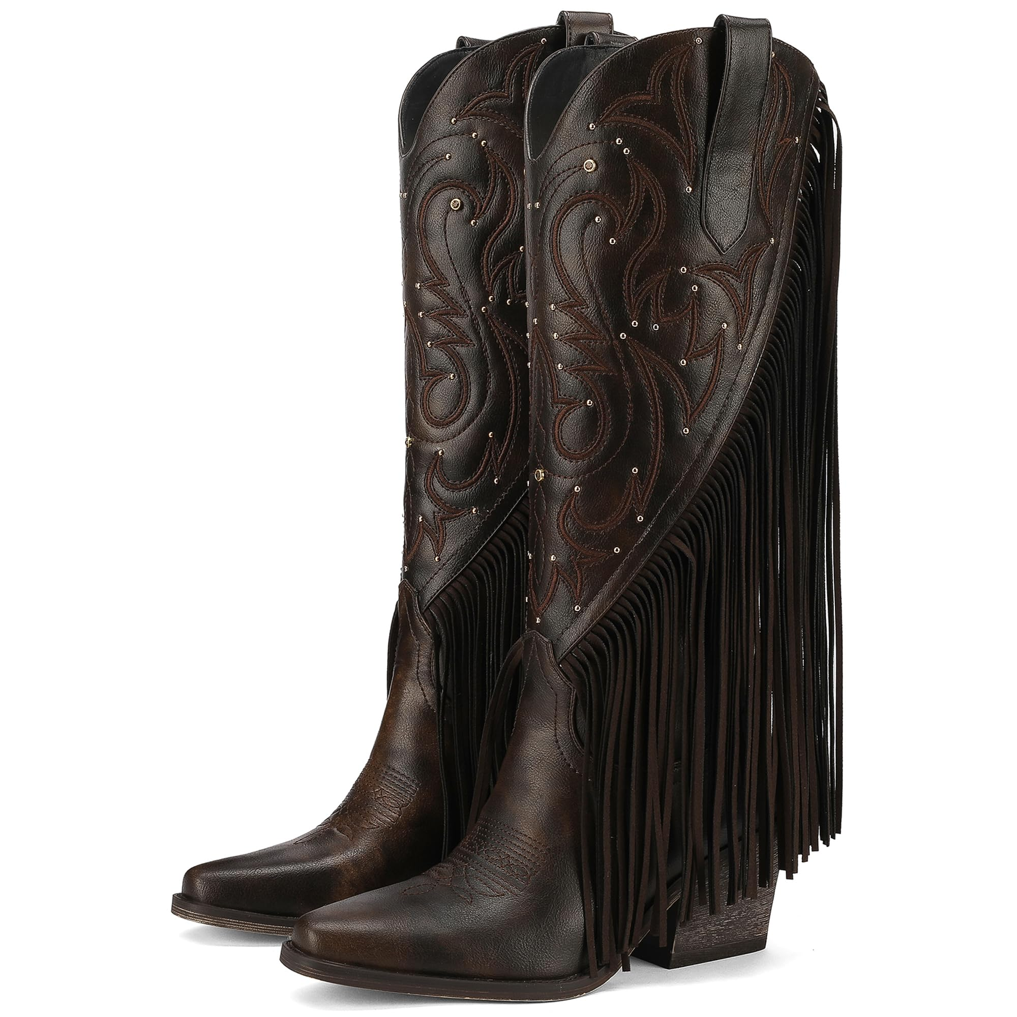 The Dolly Studded Fringe Western Boot