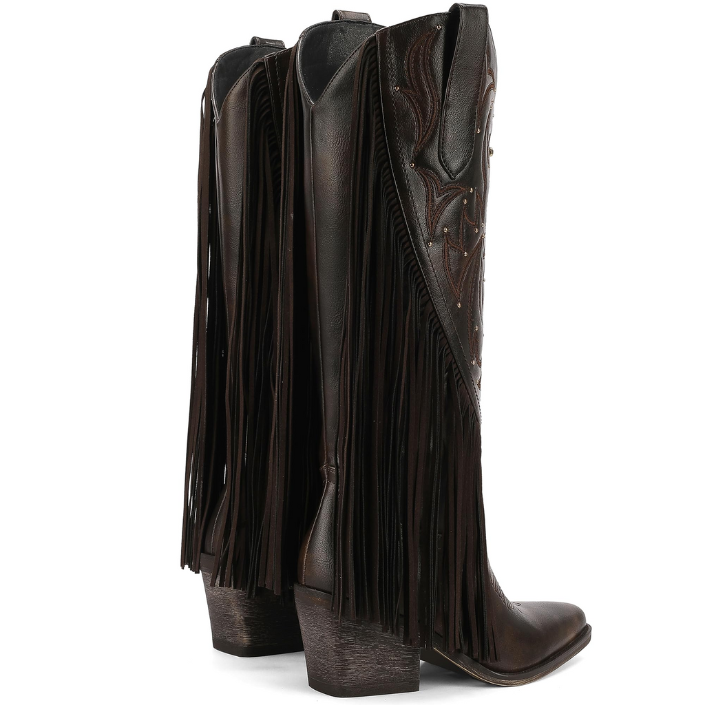 The Dolly Studded Fringe Western Boot