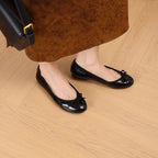 [M132] 두스(Doux) 양가죽 리본 발레 플랫 1cm - 검정색