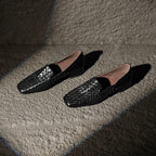 [M123] 에클라라(Eclara) 워터워시드 위브 스퀘어토 로퍼  2.5cm - 블랙