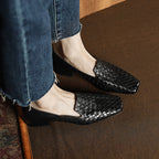 [M123] 에클라라(Eclara) 워터워시드 위브 스퀘어토 로퍼  2.5cm - 블랙