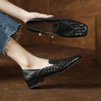 [M123] 에클라라(Eclara) 워터워시드 위브 스퀘어토 로퍼  2.5cm - 블랙