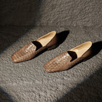 [M123] 에클라라(Eclara) 워터워시드 위브 스퀘어토 로퍼 2.5cm - 브라운