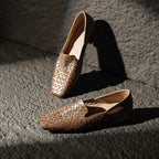 [M123] 에클라라(Eclara) 워터워시드 위브 스퀘어토 로퍼 2.5cm - 브라운