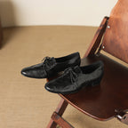 [M116] 엘린(Elin) 소프트 램스킨 3cm 레이스업 옥스퍼드 - 블랙