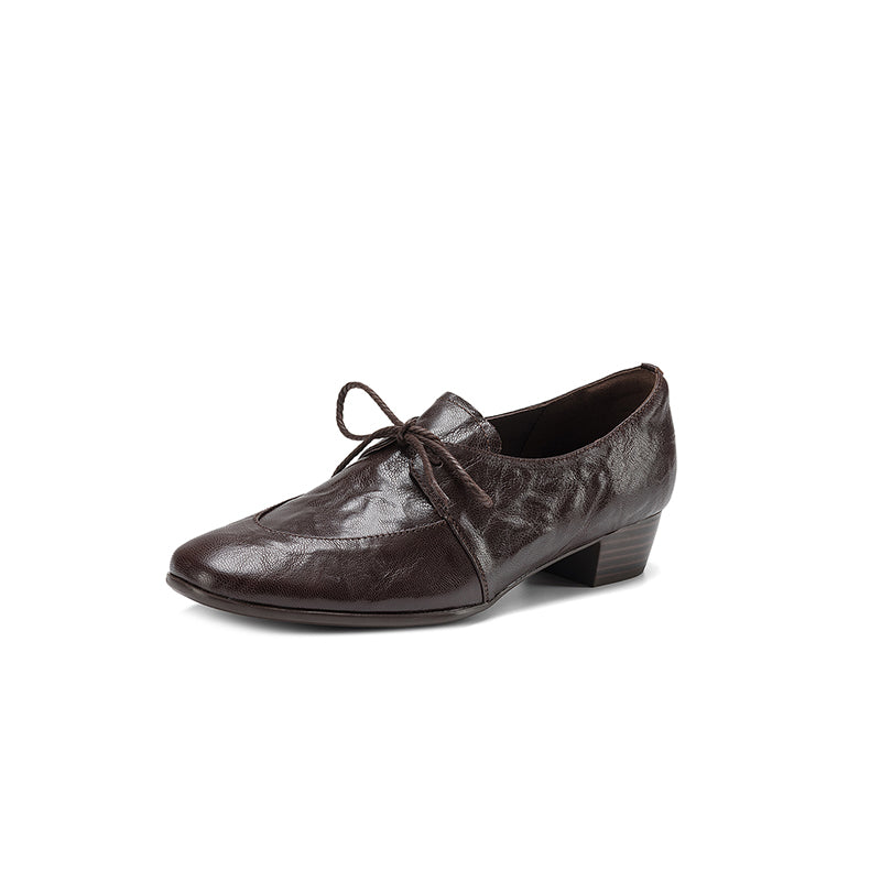 [M116] 엘린(Elin) 소프트 램스킨 3cm 레이스업 옥스퍼드 - 브라운