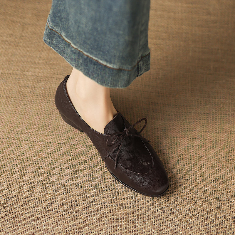 [M116] 엘린(Elin) 소프트 램스킨 3cm 레이스업 옥스퍼드 - 브라운