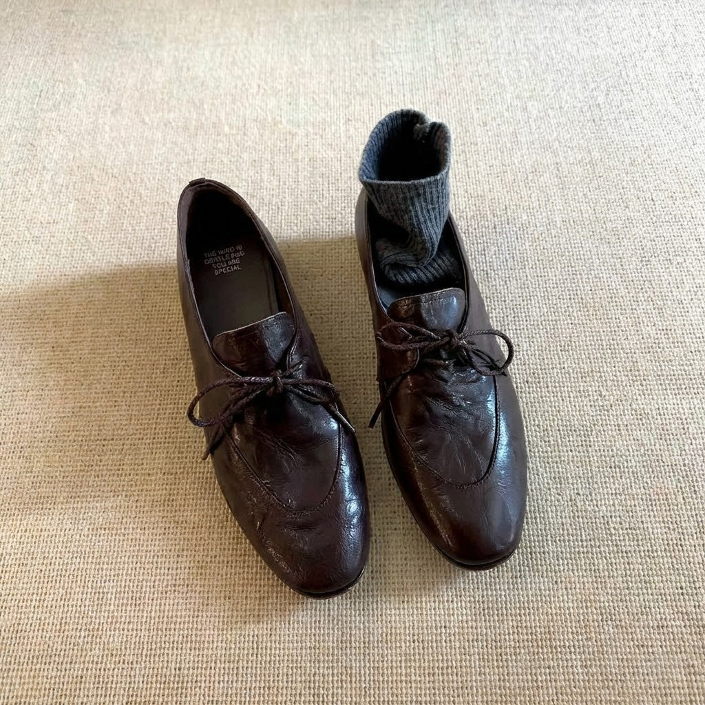 [M116] 엘린(Elin) 소프트 램스킨 3cm 레이스업 옥스퍼드 - 브라운