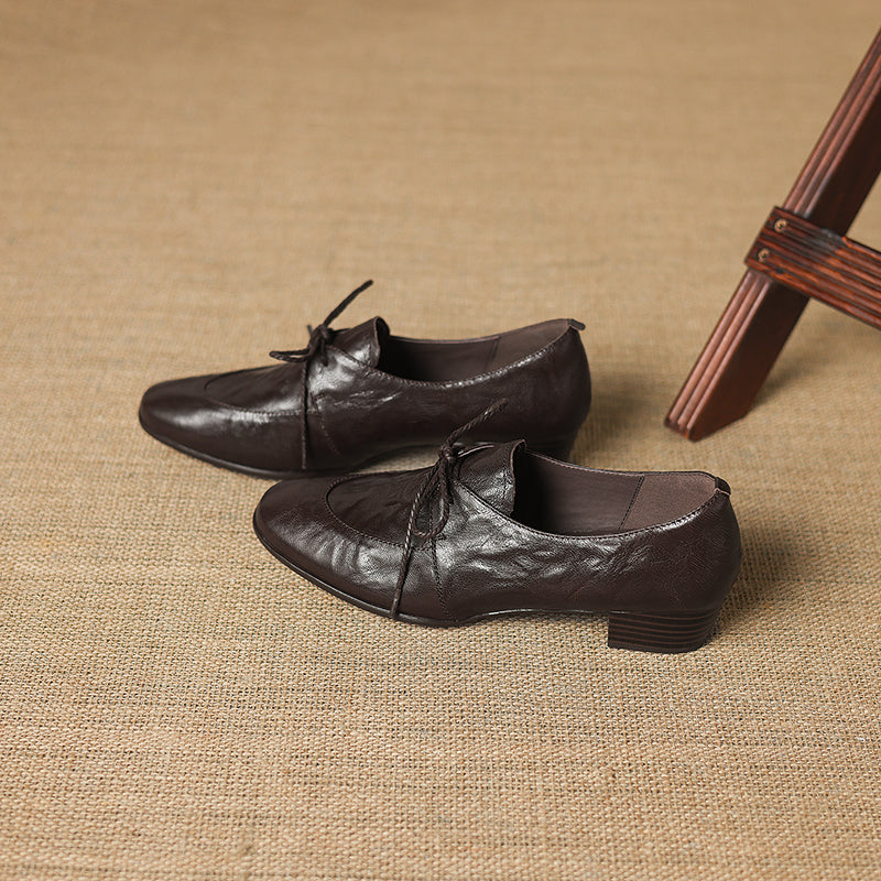 [M116] 엘린(Elin) 소프트 램스킨 3cm 레이스업 옥스퍼드 - 브라운