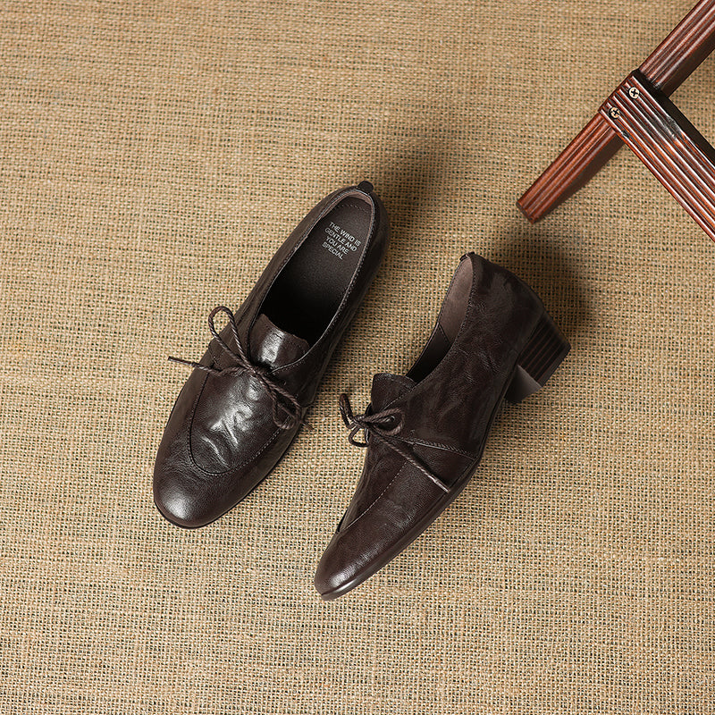 [M116] 엘린(Elin) 소프트 램스킨 3cm 레이스업 옥스퍼드 - 브라운