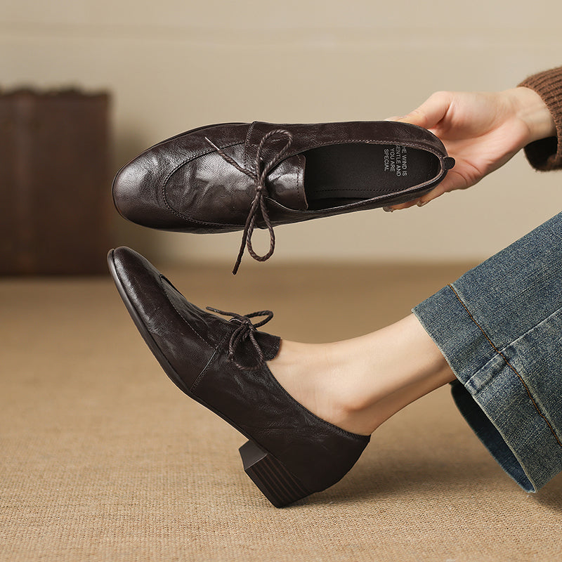 [M116] 엘린(Elin) 소프트 램스킨 3cm 레이스업 옥스퍼드 - 브라운