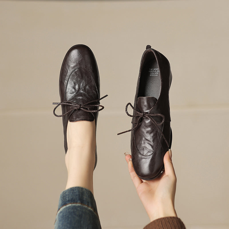 [M116] 엘린(Elin) 소프트 램스킨 3cm 레이스업 옥스퍼드 - 브라운