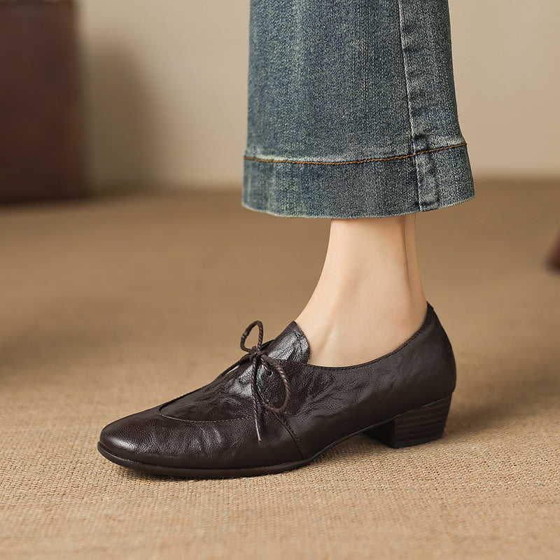 [M116] 엘린(Elin) 소프트 램스킨 3cm 레이스업 옥스퍼드 - 브라운