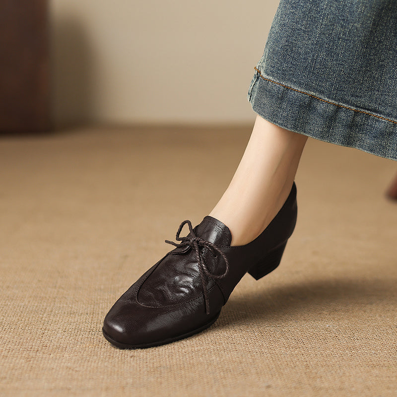 [M116] 엘린(Elin) 소프트 램스킨 3cm 레이스업 옥스퍼드 - 브라운