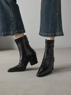 [Moloershow] 엘리나 양가죽 포인티드토 슬림핏 백지퍼 앵클부츠 (6.5cm)