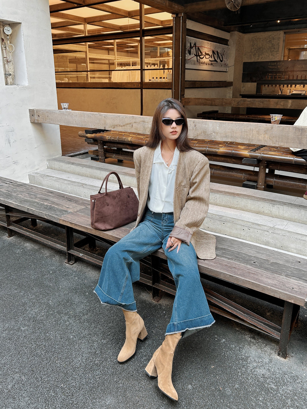 [Moloershow] 지아 스웨이드 라운드토 7cm 삭스부츠 (슬림핏)