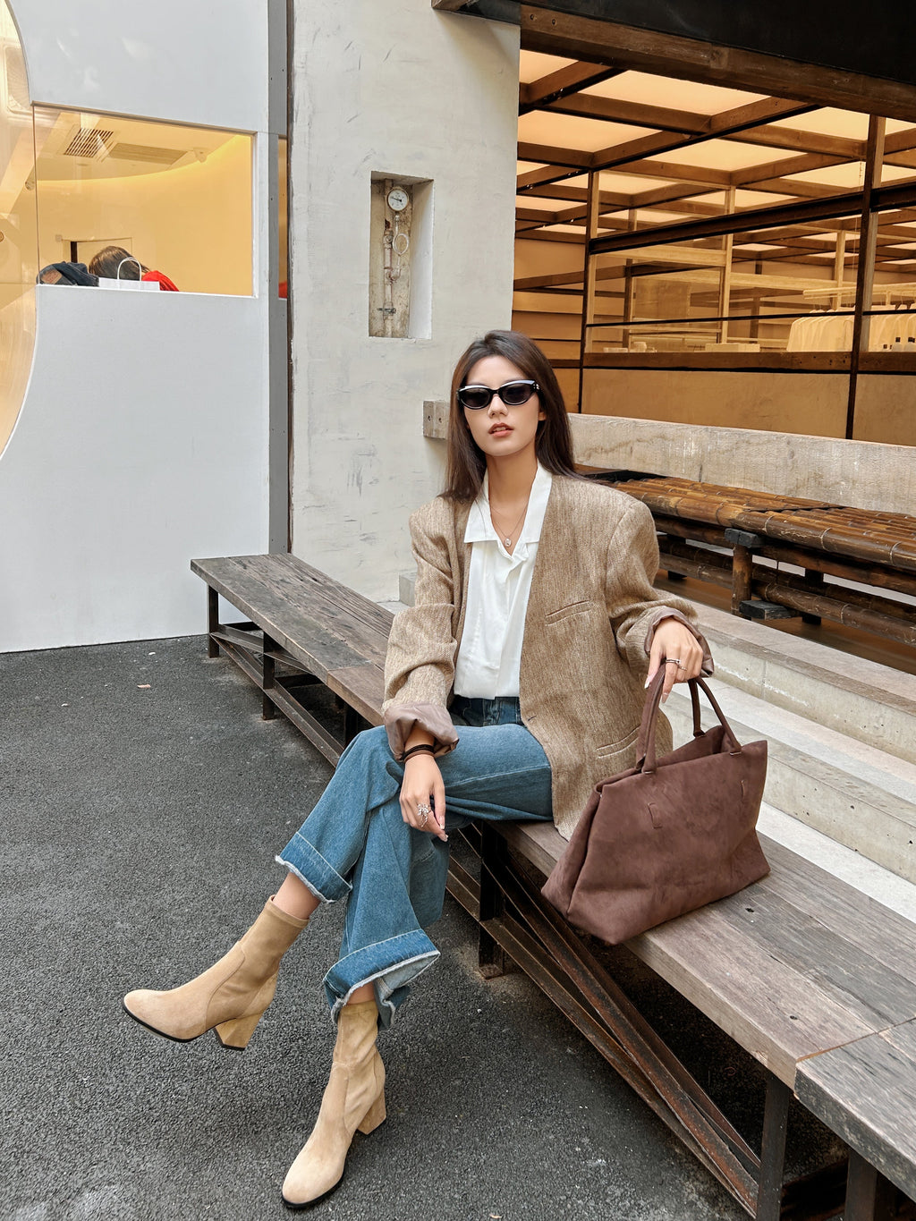 [Moloershow] 지아 스웨이드 라운드토 7cm 삭스부츠 (슬림핏)