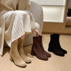 [Moloershow] 지아 스웨이드 라운드토 7cm 삭스부츠 (슬림핏)