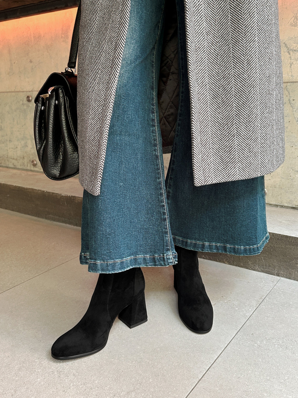 [Moloershow] 지아 스웨이드 라운드토 7cm 삭스부츠 (슬림핏)