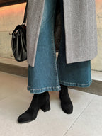 [Moloershow] 지아 스웨이드 라운드토 7cm 삭스부츠 (슬림핏)