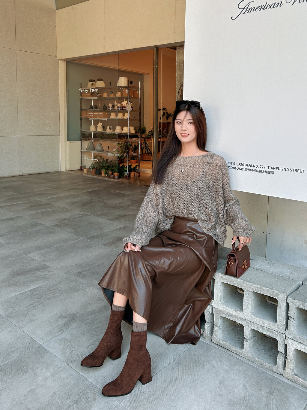 [Moloershow] 지아 스웨이드 라운드토 7cm 삭스부츠 (슬림핏)