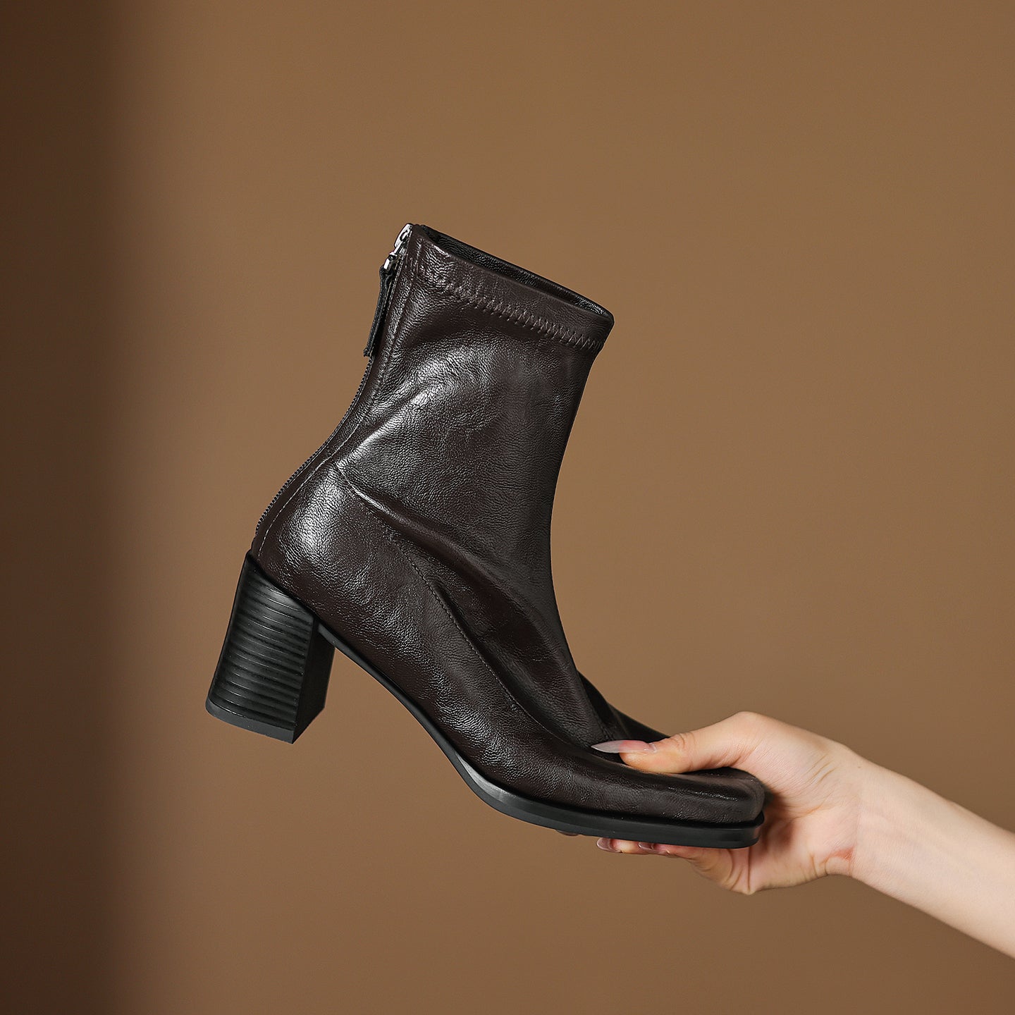 [Moloershow] 하퍼 스퀘어토 스판 6.5cm 앵클부츠 (기본/기모)