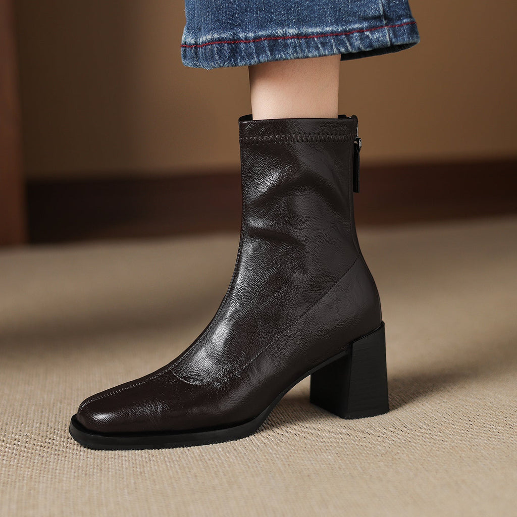 [Moloershow] 하퍼 스퀘어토 스판 6.5cm 앵클부츠 (기본/기모)